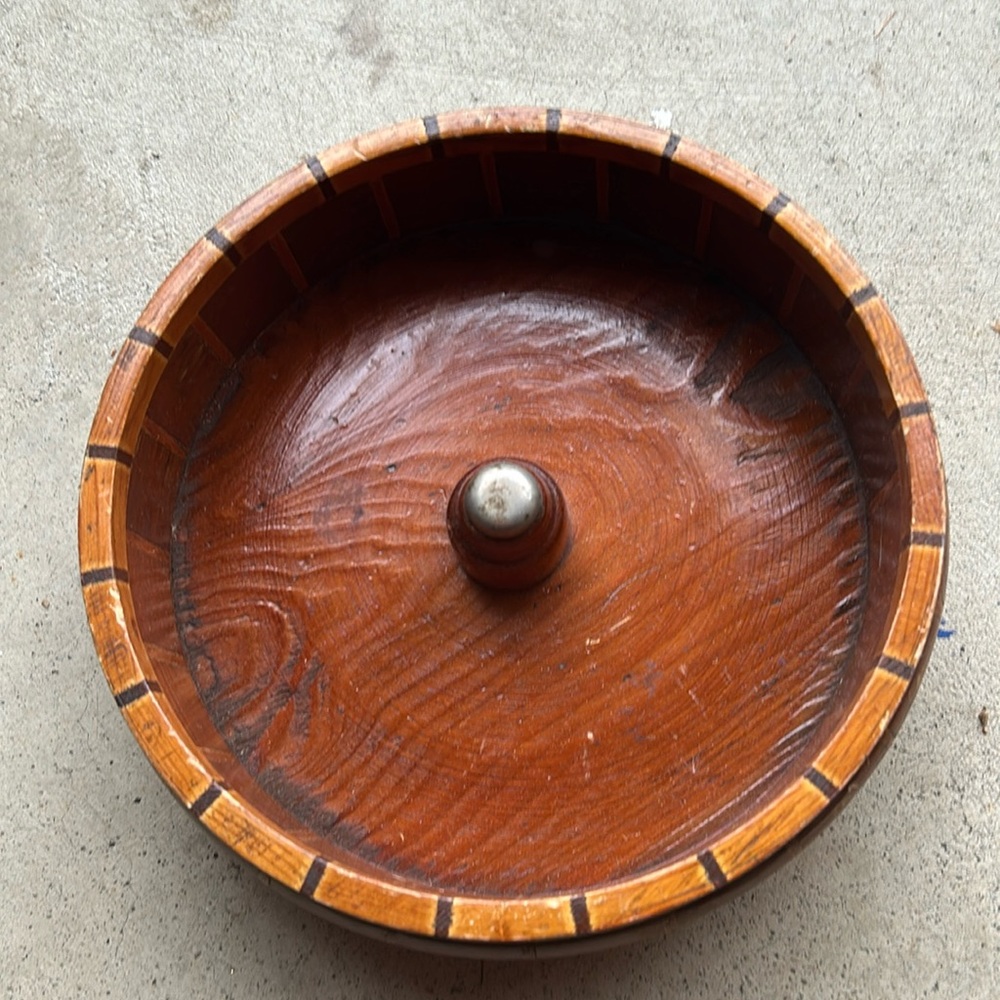 Vintage California Redwood Nut Cracker Bowl Standard Specialty Co 1940s.